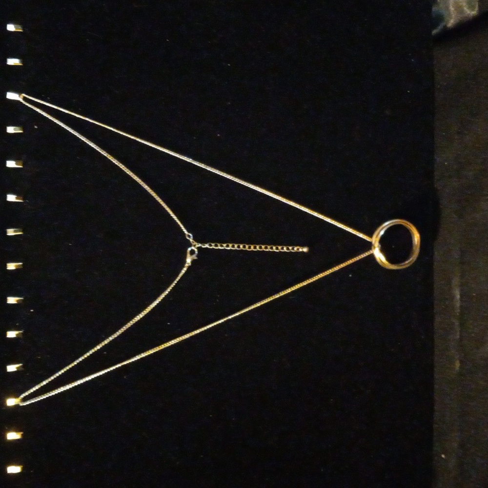 Three interlocking rings GP on a 28+2" necklace. Beautiful